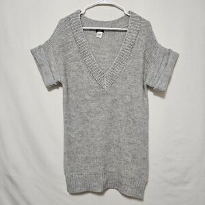 JCREW XS Super Fine ALPACA Gray Merino Wool Blend Sweater Dress Cozy V Neck Knit